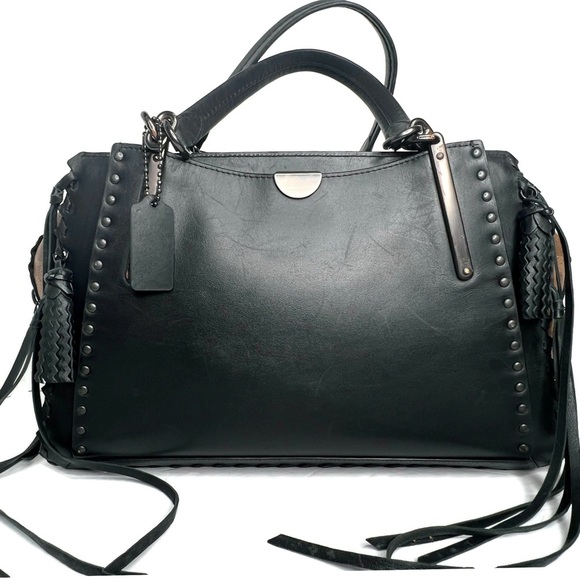 Coach Tattoo Dreamer 36 Chelsey Champlain Fringe Moth Gothic Skull Black Bag - Picture 3 of 15